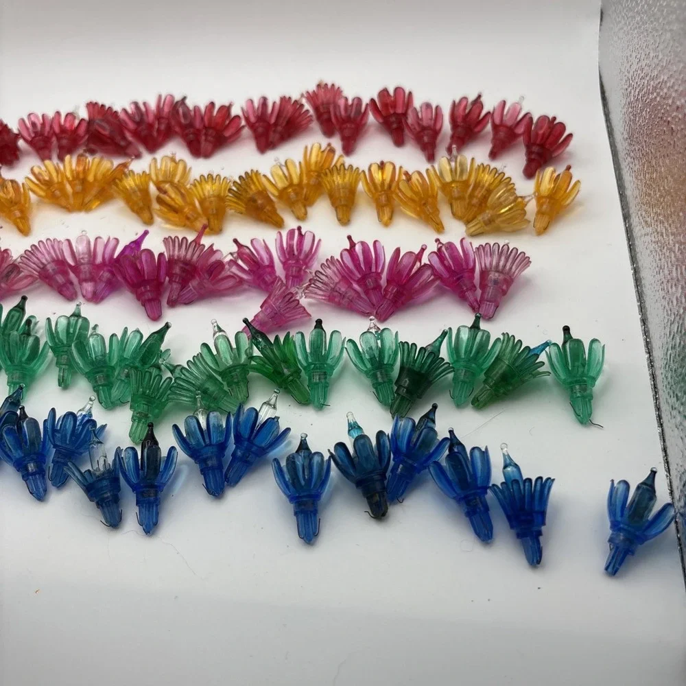 Vtg String Light Flower Tulip Sputnik Atomic Multi Color Covers Reflectors AS IS